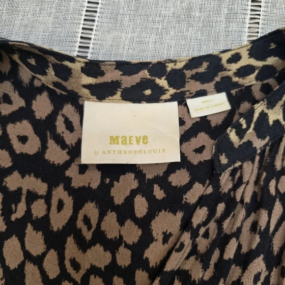 Maeve Anthropologie Juno Leopard Animal Print Dress Size Small Tunic Brown - Picture 8 of 16